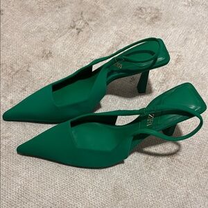 Zara Green Slingback Heels